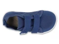 Granatowe buty Barefoot Befado zapinane na dwa rzepy – ujęcie z góry z widoczną skórzaną wkładką.