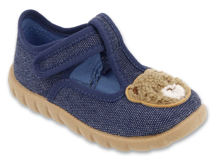 Granatowe buty dziecięce Flexi Befado z aplikacją misia – obuwie zamienne do żłobka i przedszkola