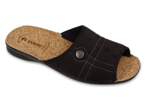 Kapcie męskie Inblu – czarne klapki domowe z korkową wkładką