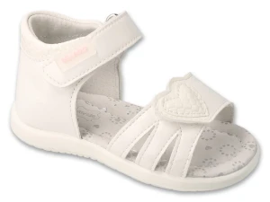 SKÓRZANE BIAŁE SANDAŁY DZIEWCZĘCE LITTLE HEART BEFADO