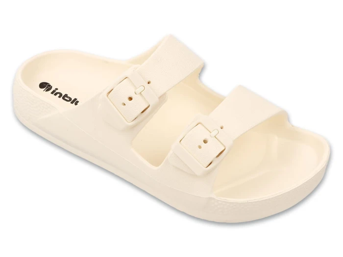 beżowe klapki damskie Inblu z dwoma paskami