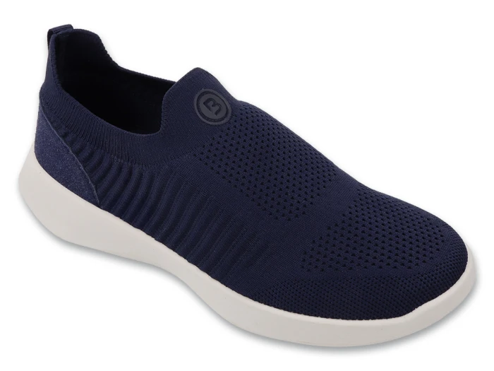 Granatowe buty damskie slip-on Befado Home & Go z dzianinową cholewką