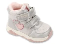 Buty jesienne dziewczęce Befado ICE HEART srebrno-różowe z serduszkami