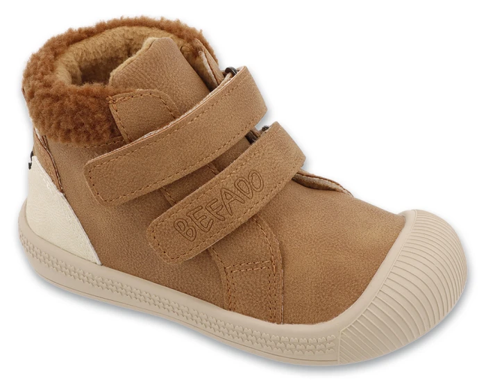 Ocieplane buty barefoot dla dzieci Befado z motywem liska – profil