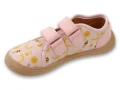 Różowe buty Barefoot Befado dla dziewczynki w pszczółki – zapięcie na dwa rzepy